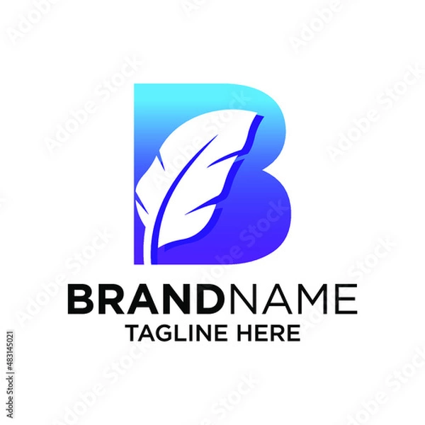 Fototapeta Letter B Feather Logo Design Template Inspiration, Vector Illustration.
