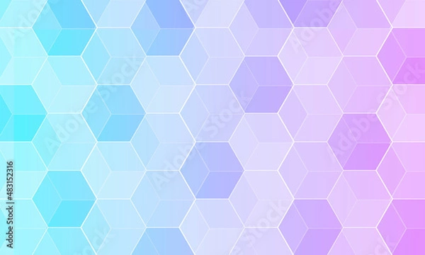 Fototapeta Vector hexagon background, abstract purple and blue gradient