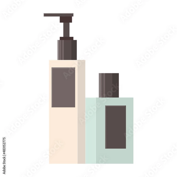 Fototapeta Vector image of cosmetic bottles.  Different bottles for design.  Flat style.