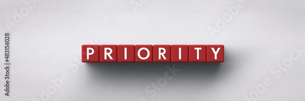 Fototapeta 3D render red dices with the word priority