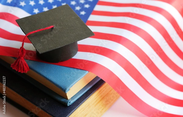 Obraz Higher Education system in America. Graduate from USA university concept. 