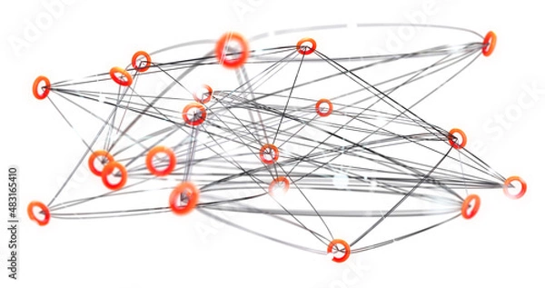 Fototapeta Global network. Blockchain. 3D illustration. Neural networks and artificial intelligence. Abstract