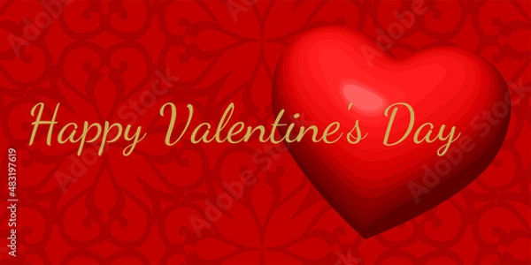 Fototapeta バレンタインのイラスト背景素材　バナー　横長