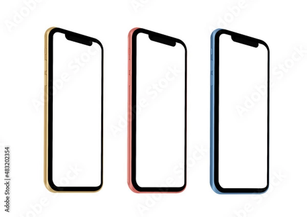 Fototapeta Mockup smartphones of different colors. Vector graphics.