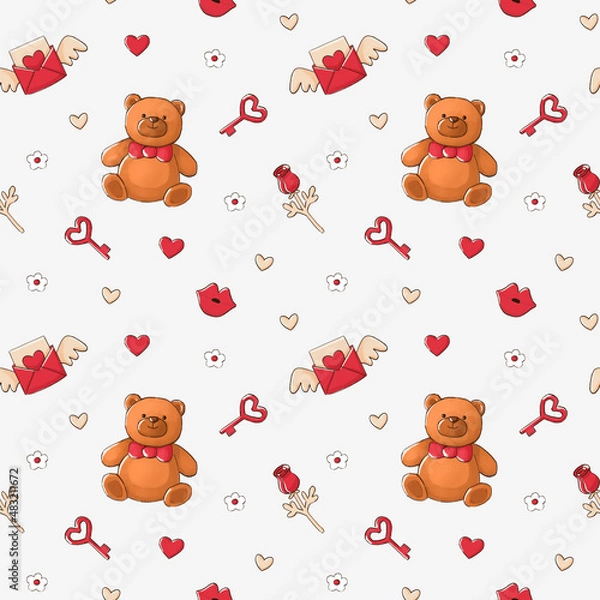 Fototapeta Seamless pattern. Background for Valentine's Day. The image can be printed on fabric, gift bags, etc.