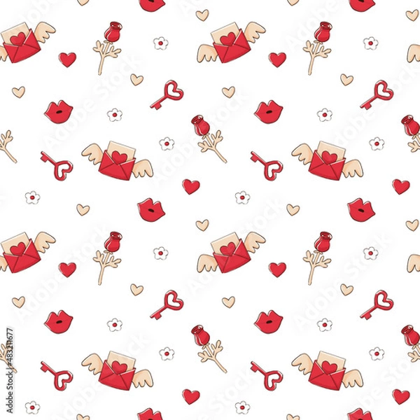 Fototapeta Seamless pattern. Background for Valentine's Day. The image can be printed on fabric, gift bags, etc.