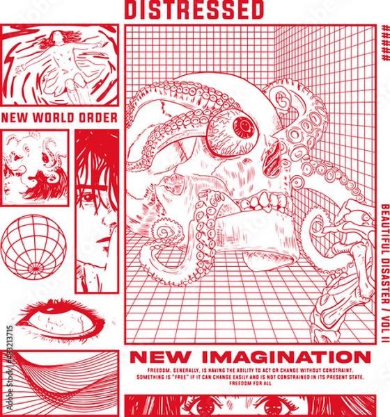 Obraz Geometric shape with skull slogan Vector design for t-shirt graphics, banner, fashion prints, slogan tees, stickers, flyer, posters and other creative uses