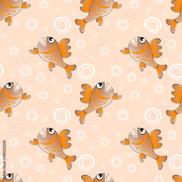 Fototapeta predatory evil piranha fish. Fabulous underwater world. Styling, cartoon style. Design element