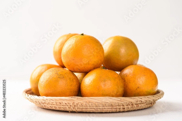 Obraz Fresh fruit oranges from local market on white background