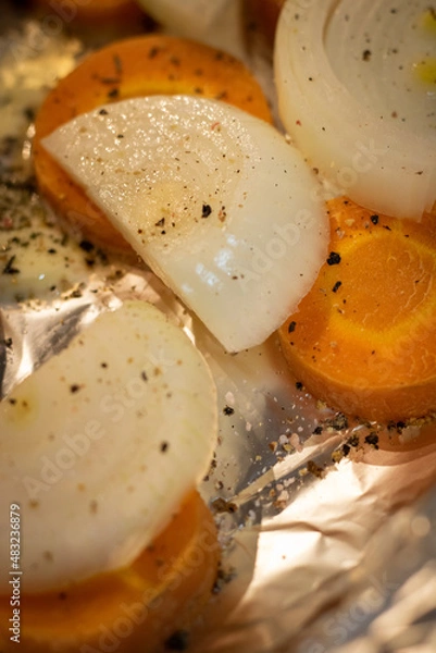 Obraz Cenoura e cebola temperadas