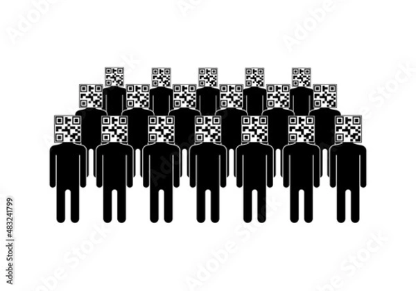 Fototapeta People pictogram with QR code. Concept of digital society. Vector illustration 