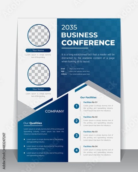 Fototapeta Creative Business Flyer, Brochure, Leaflet design template, A4 modern Vector Flyer and Mock up Template layout of poster, flyer, brochure and banner report