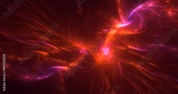 Fototapeta 3D rendering abstract multicolor fractal light background