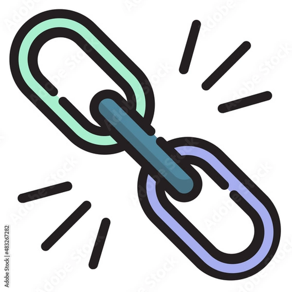 Fototapeta Vector link filled line icon, link and connection 64x64 Pixel, white background