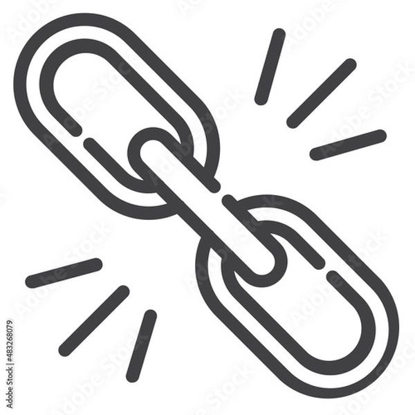 Fototapeta Vector link outline icon, link and connection 64x64 Pixel, white background