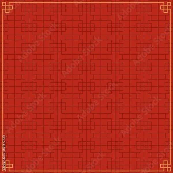 Fototapeta Chinese frame background. Red and gold color. Vector illustration EPS10 