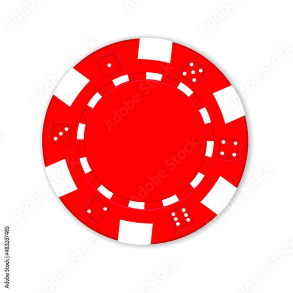 Obraz Red poker chip isolated on a white background