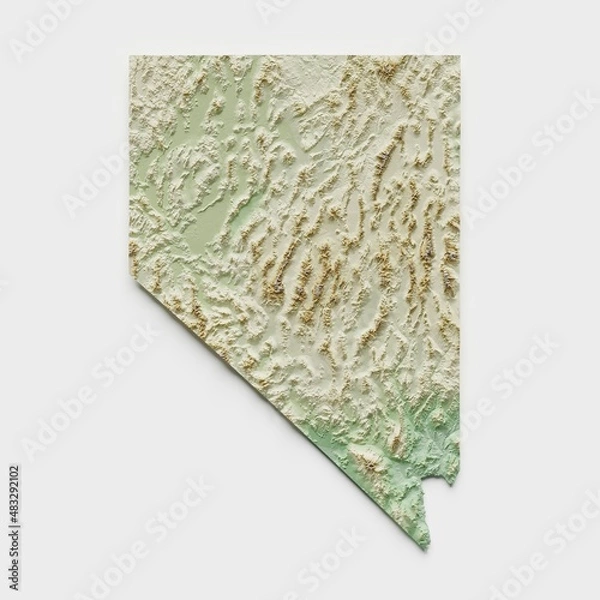 Fototapeta Nevada Topographic Relief Map  - 3D Render
