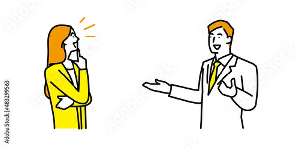 Obraz 説明を受けて納得する女性のイラスト
