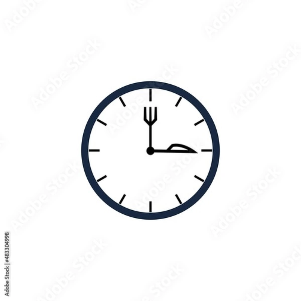 Fototapeta fork and spoon clock restaurant logo vector template