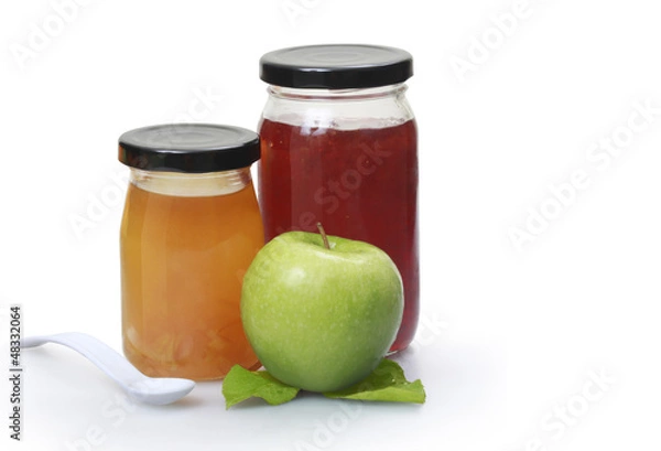 Fototapeta jam in a jars with fresh fruits