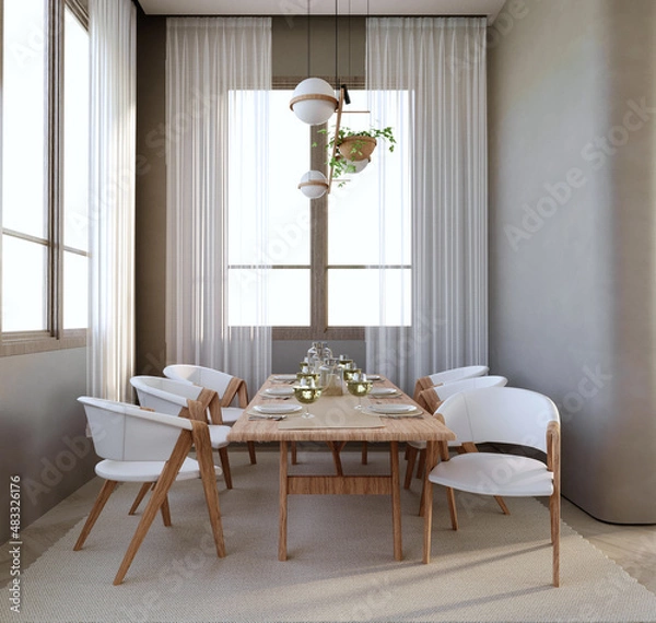 Fototapeta 3d rendering,3d illustration, Interior Scene and  Mockup,