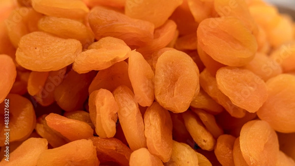Obraz Peeled and dehydrated apricot orellanes, ready to be sold. ready-to-eat, healthy and delicious trout.