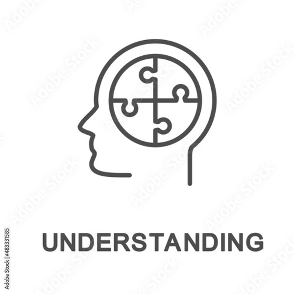 Fototapeta Icon – understanding. Like puzzles, new content is assimilated and added to the system of established ideas and concepts.