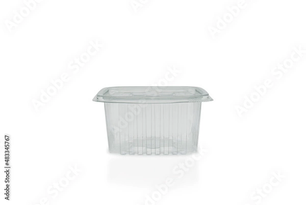 Fototapeta Medium rectangular food container with lid on a white background