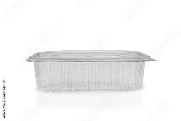 Fototapeta Large rectangular food container with lid on a white background
