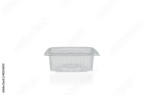 Fototapeta Small rectangular food container with lid on a white background