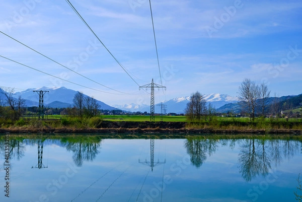 Obraz Landscape with Powerline
