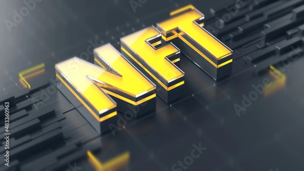 Fototapeta NFTs non-fungible token digital files underpinned by blockchain technology. 3D rendering