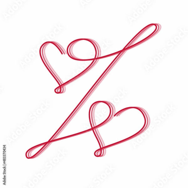 Obraz Love percentage. Heart shape. Vector illustration. red hand drawn hearts ercentage. Lettering. Continuous one line doodle