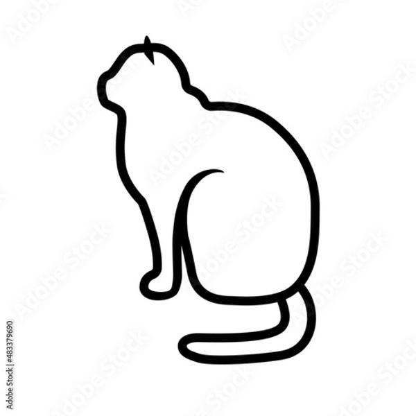 Fototapeta Cat black line art icons. Linear style isolated on white. 