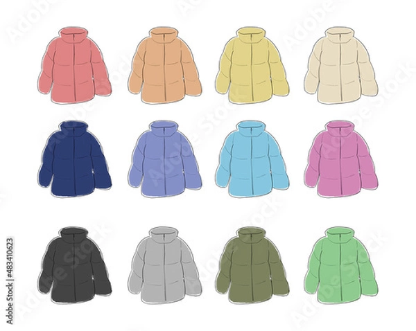Fototapeta ダウンジャケットのイラストセット