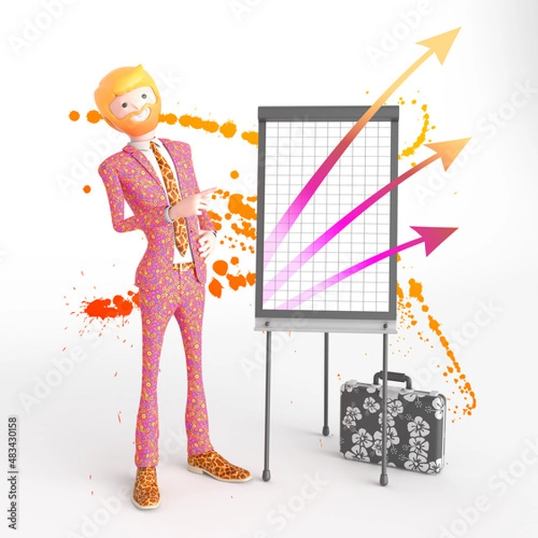 Obraz business man showing a diagram