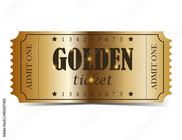 Fototapeta realistic golden vip ticket