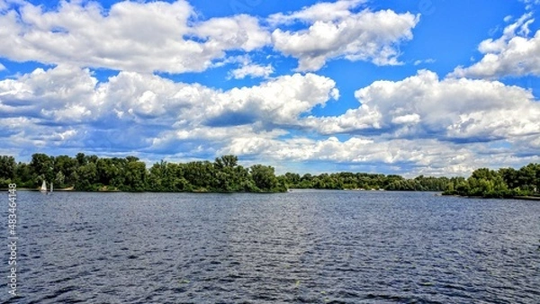 Fototapeta clouds over the river