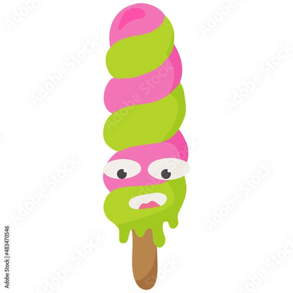 Obraz Bright ice cream with a funny face.