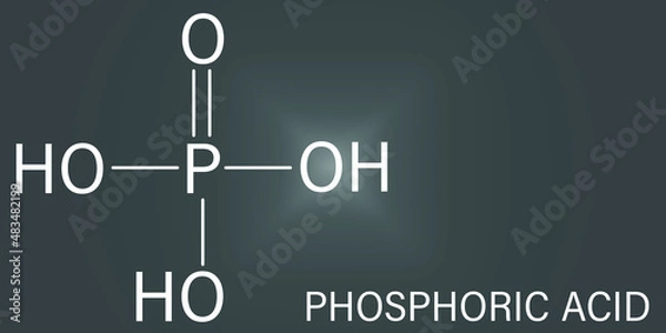 Fototapeta Phosphoric acid mineral acid molecule. Used in fertilizer production, biological buffers, as food additive, etc. Skeletal formula.