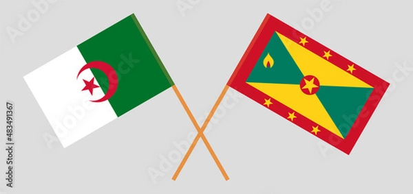Fototapeta Crossed flags of Algeria and Grenada. Official colors. Correct proportion