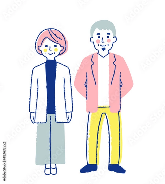 Fototapeta 笑顔のシニアカップル　全身