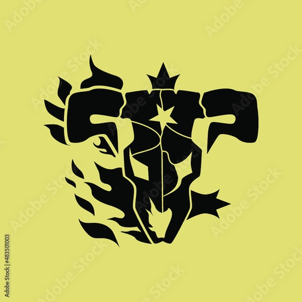 Obraz simple style black bull logo illustration design vector