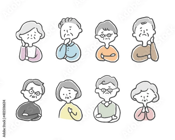 Obraz 悩む高齢者男女セット