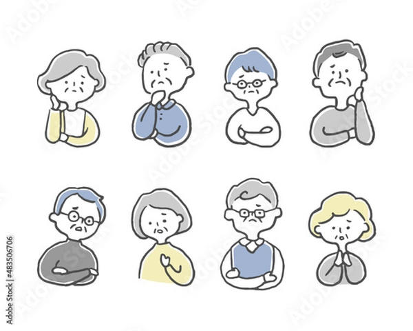 Obraz 悩む高齢者男女セット