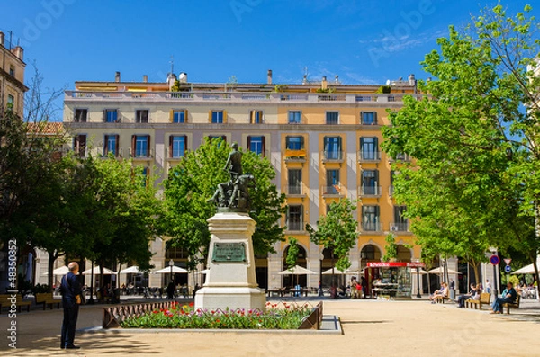 Obraz Gérone, place centrale, Espagne