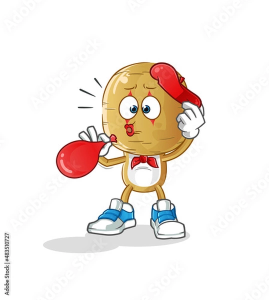 Fototapeta potato head cartoon pantomime blowing balloon. cartoon vector