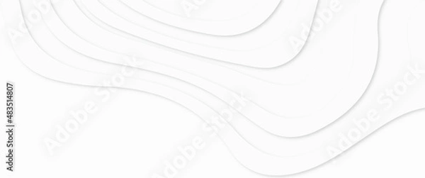 Fototapeta White paper cut background. abstract background topographic illustration. Cover layout template, Abstract white waves background, abstract wavy background, cut paper, applicable for cover flyer poster