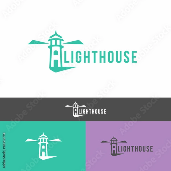 Fototapeta Simple lighthouse tower logo design